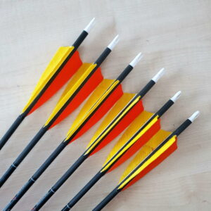 komplet 6 strzał Skylon EDGE 6.2 parametr 600 z lotkami naturalnymi 4" pomarańczowo żółte