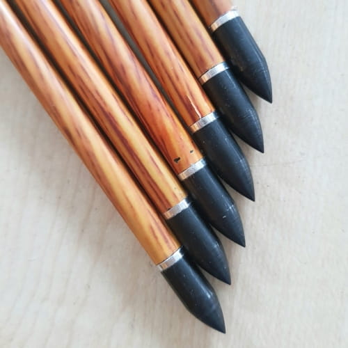 komplet 6 strzał Skylon BENTWOOD 6.2 parametr 500 z lotkami naturalnymi 4" żółto - czerwone barred parabolic - obrazek 2
